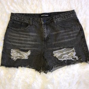 Ashley Mason NEW Black Distressed Denim Shorts